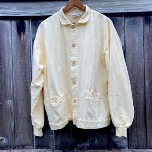Pale yellow 100% cotton lightweight chore coat — s/m